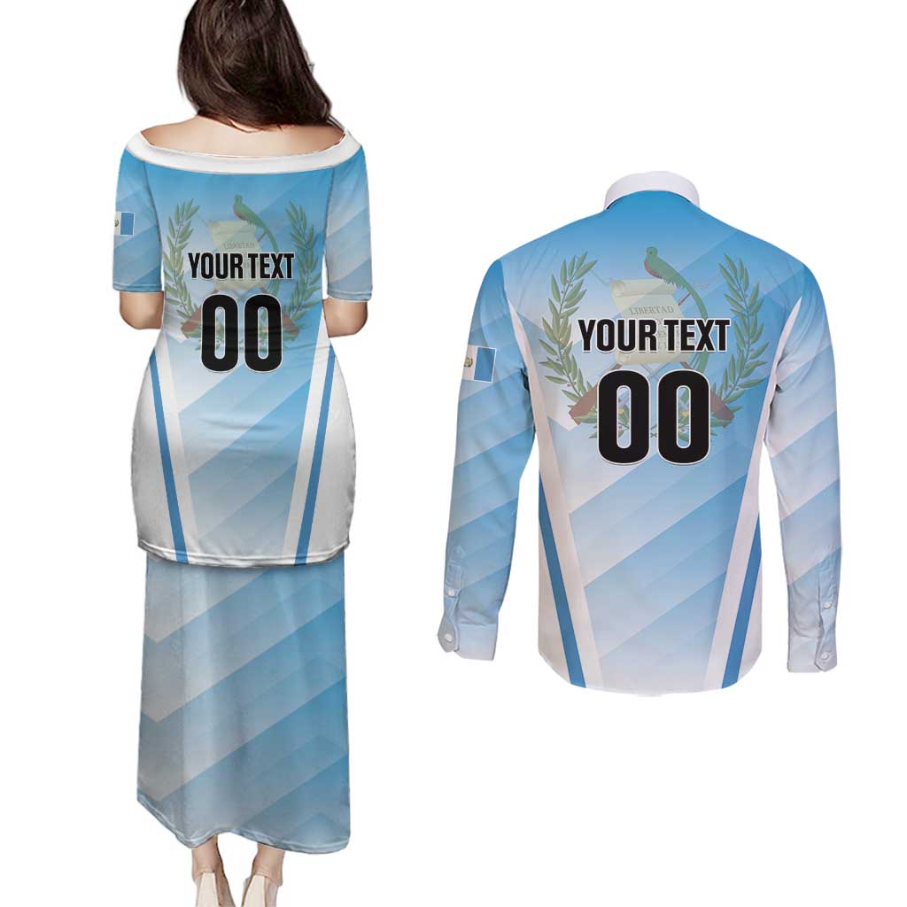Custom Rugby Guatemala Couples Matching Puletasi and Long Sleeve Button Shirt Jaguares Go Champions