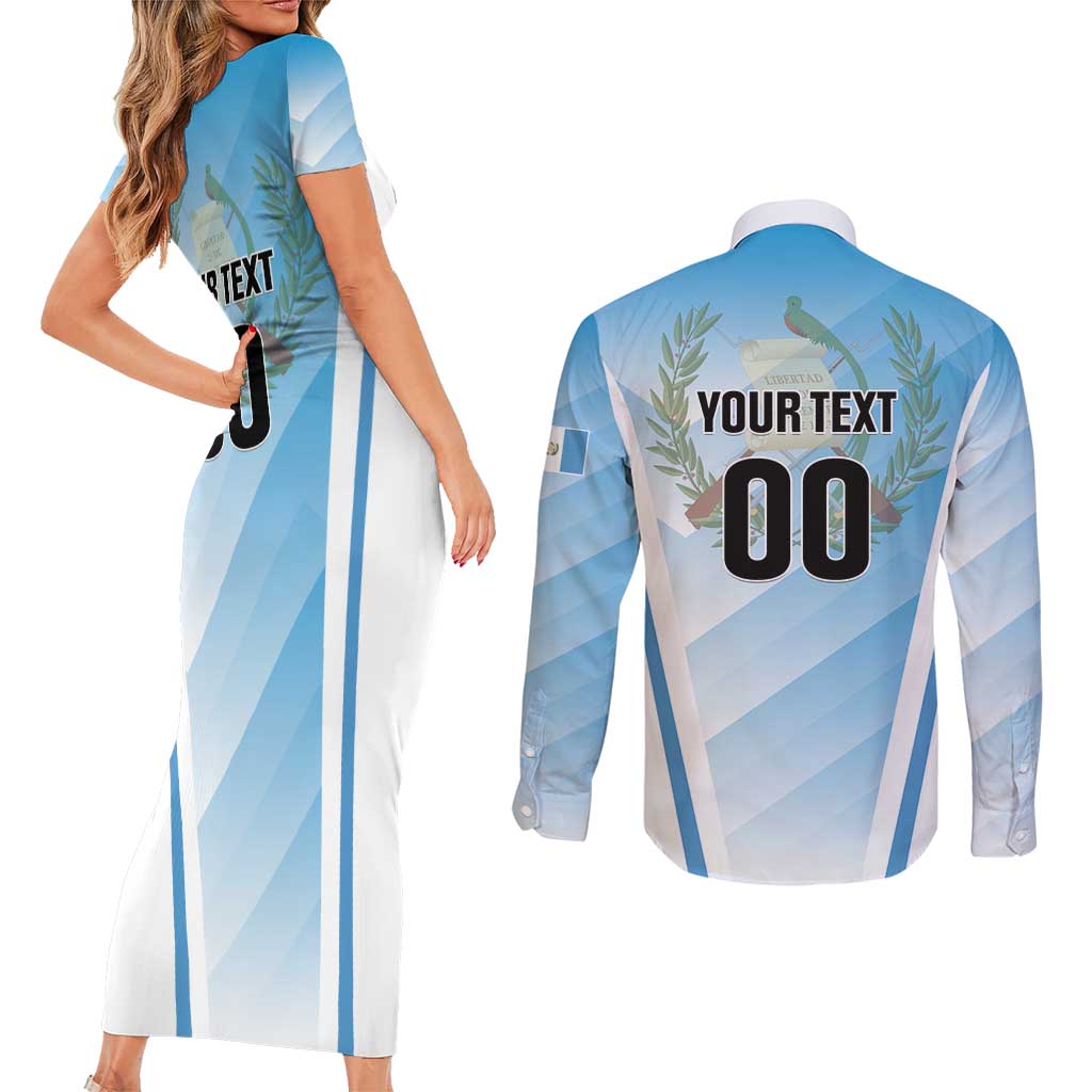 Custom Rugby Guatemala Couples Matching Short Sleeve Bodycon Dress and Long Sleeve Button Shirt Jaguares Go Champions