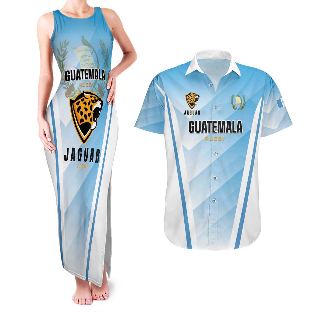 Custom Rugby Guatemala Couples Matching Tank Maxi Dress and Hawaiian Shirt Jaguares Go Champions