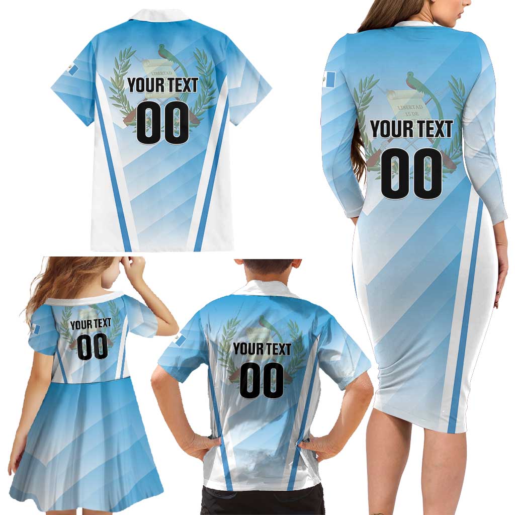 Custom Rugby Guatemala Family Matching Long Sleeve Bodycon Dress and Hawaiian Shirt Jaguares Go Champions