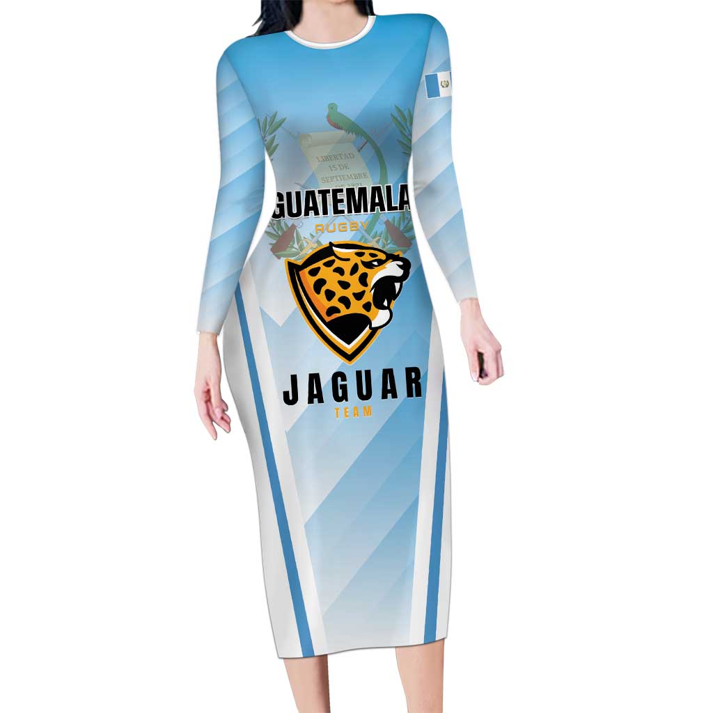 Custom Rugby Guatemala Family Matching Long Sleeve Bodycon Dress and Hawaiian Shirt Jaguares Go Champions