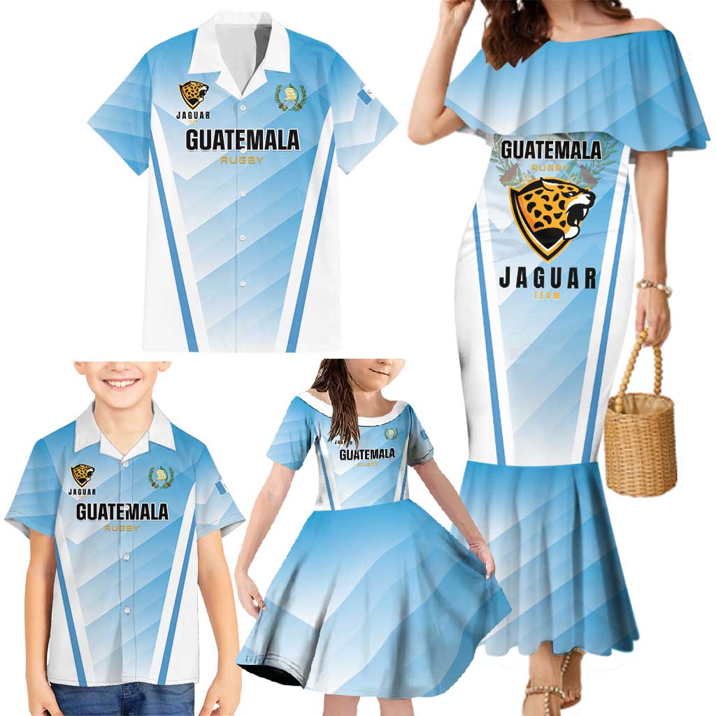 Custom Rugby Guatemala Family Matching Mermaid Dress and Hawaiian Shirt Jaguares Go Champions