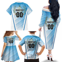 Custom Rugby Guatemala Family Matching Off The Shoulder Long Sleeve Dress and Hawaiian Shirt Jaguares Go Champions
