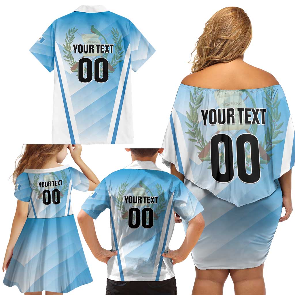 Custom Rugby Guatemala Family Matching Off Shoulder Short Dress and Hawaiian Shirt Jaguares Go Champions