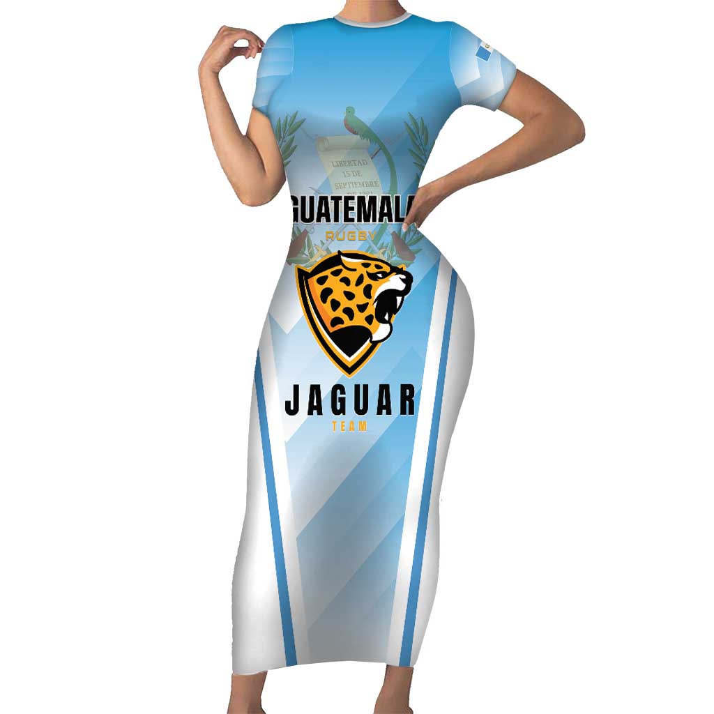 Custom Rugby Guatemala Family Matching Short Sleeve Bodycon Dress and Hawaiian Shirt Jaguares Go Champions