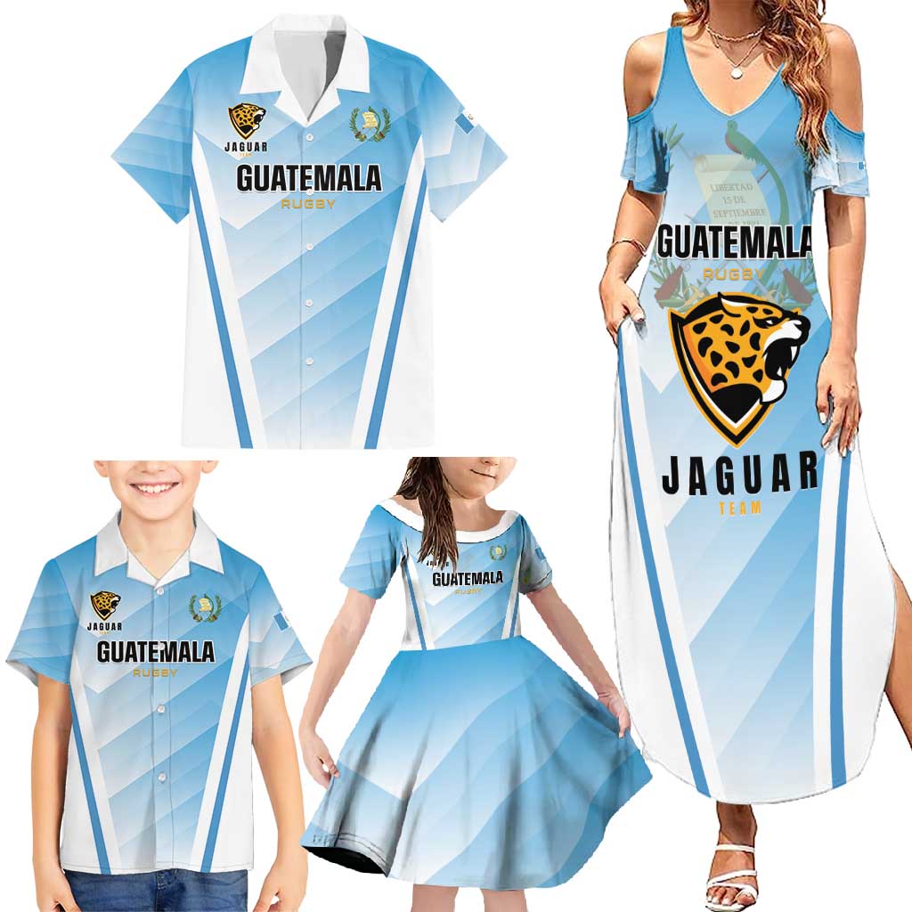 Custom Rugby Guatemala Family Matching Summer Maxi Dress and Hawaiian Shirt Jaguares Go Champions
