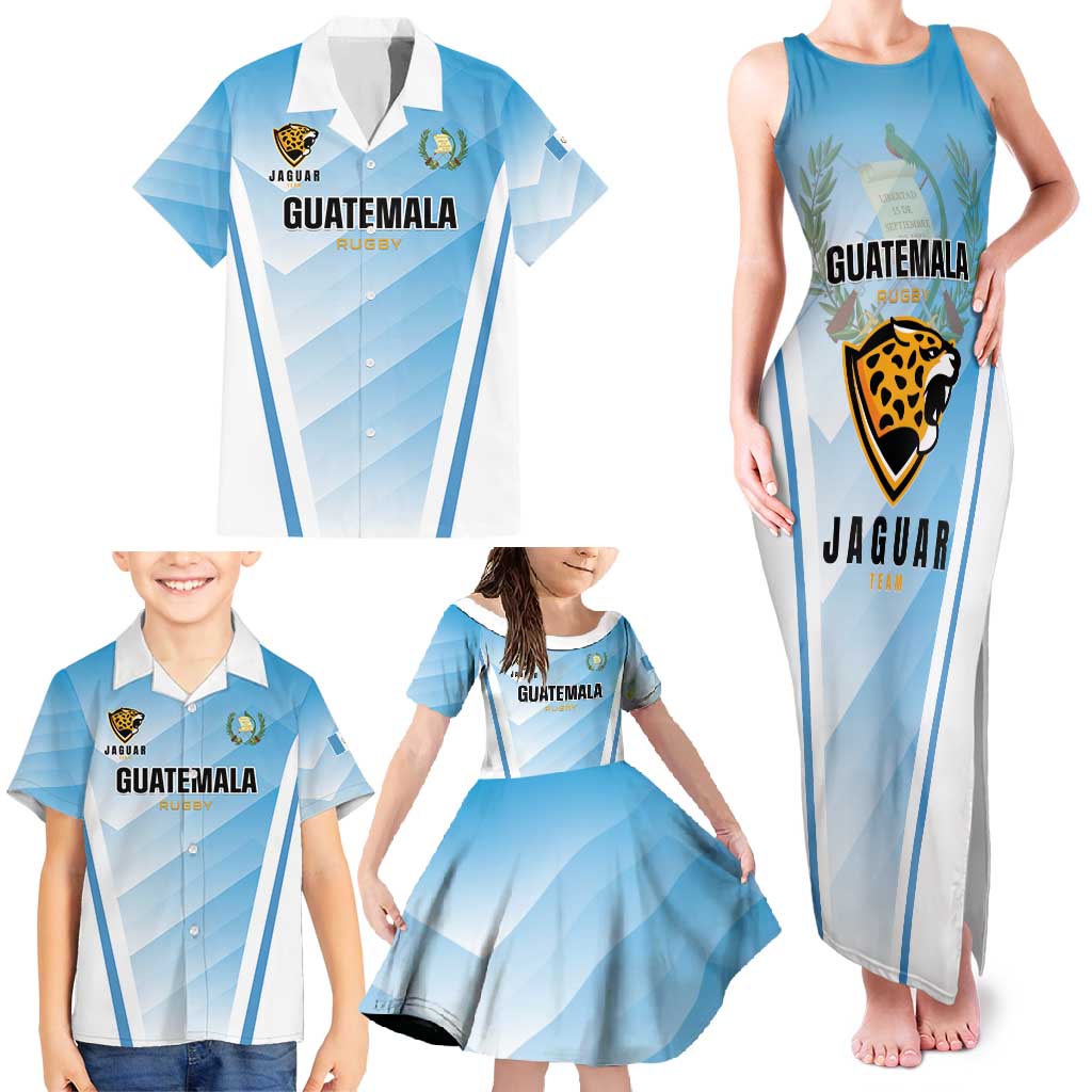 Custom Rugby Guatemala Family Matching Tank Maxi Dress and Hawaiian Shirt Jaguares Go Champions