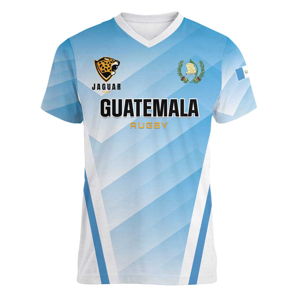 Custom Rugby Guatemala Women V-Neck T-Shirt Jaguares Go Champions