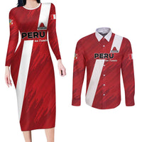 Custom Rugby Peru Couples Matching Long Sleeve Bodycon Dress and Long Sleeve Button Shirt Los Tumis Go Champions