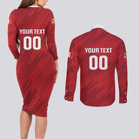 Custom Rugby Peru Couples Matching Long Sleeve Bodycon Dress and Long Sleeve Button Shirt Los Tumis Go Champions