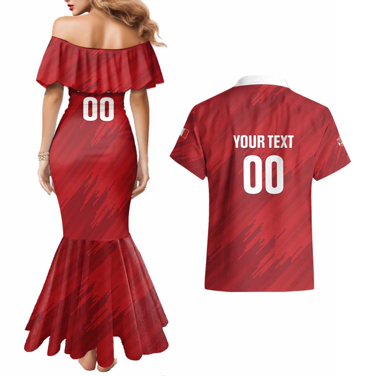 Custom Rugby Peru Couples Matching Mermaid Dress and Hawaiian Shirt Los Tumis Go Champions