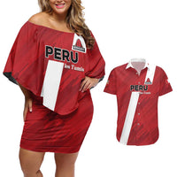 Custom Rugby Peru Couples Matching Off Shoulder Short Dress and Hawaiian Shirt Los Tumis Go Champions
