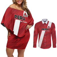 Custom Rugby Peru Couples Matching Off Shoulder Short Dress and Long Sleeve Button Shirt Los Tumis Go Champions