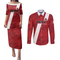 Custom Rugby Peru Couples Matching Puletasi and Long Sleeve Button Shirt Los Tumis Go Champions