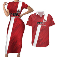 Custom Rugby Peru Couples Matching Short Sleeve Bodycon Dress and Hawaiian Shirt Los Tumis Go Champions