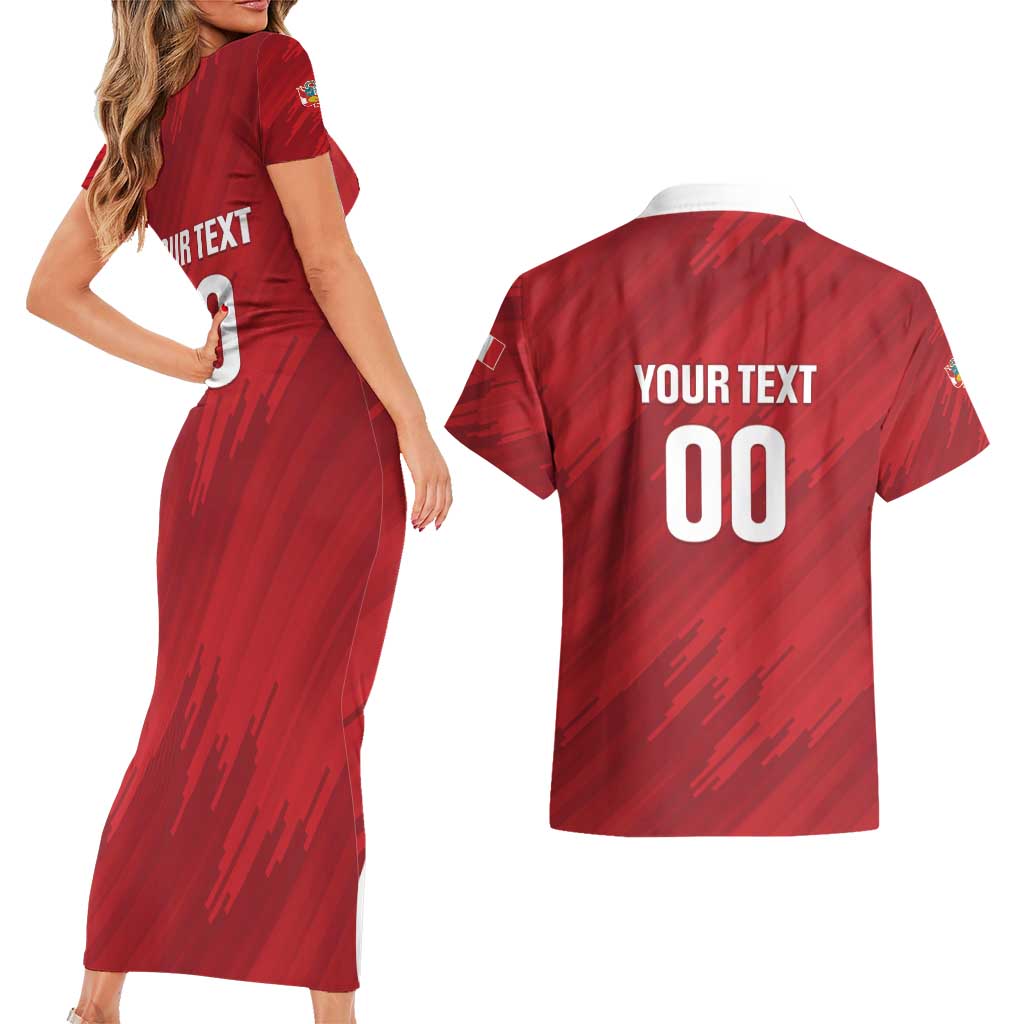 Custom Rugby Peru Couples Matching Short Sleeve Bodycon Dress and Hawaiian Shirt Los Tumis Go Champions