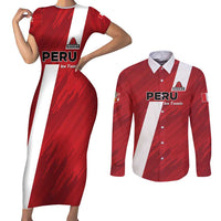 Custom Rugby Peru Couples Matching Short Sleeve Bodycon Dress and Long Sleeve Button Shirt Los Tumis Go Champions