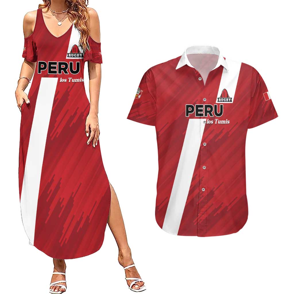 Custom Rugby Peru Couples Matching Summer Maxi Dress and Hawaiian Shirt Los Tumis Go Champions