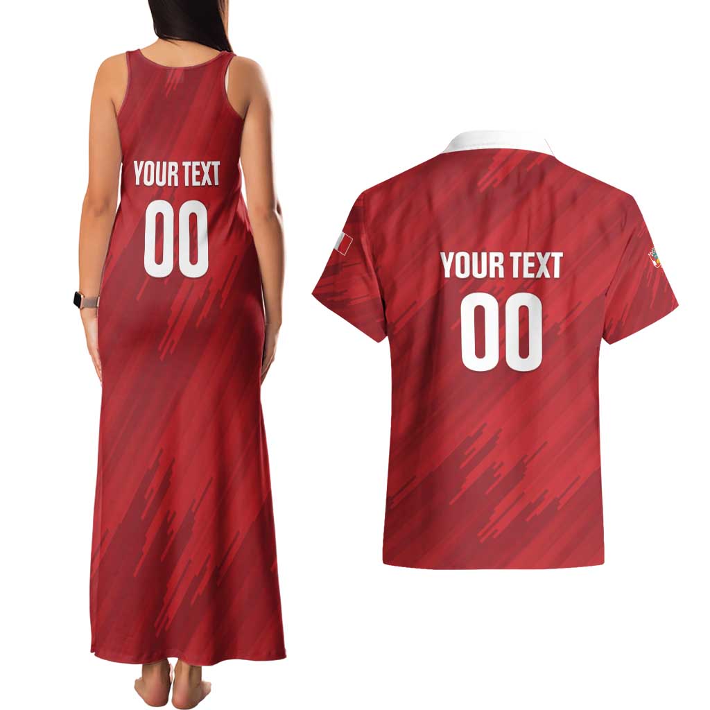 Custom Rugby Peru Couples Matching Tank Maxi Dress and Hawaiian Shirt Los Tumis Go Champions