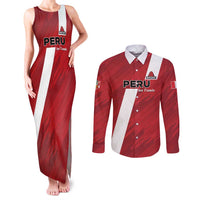 Custom Rugby Peru Couples Matching Tank Maxi Dress and Long Sleeve Button Shirt Los Tumis Go Champions