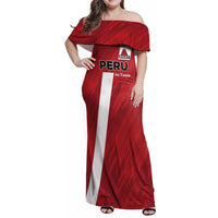 Custom Rugby Peru Family Matching Off Shoulder Maxi Dress and Hawaiian Shirt Los Tumis Go Champions