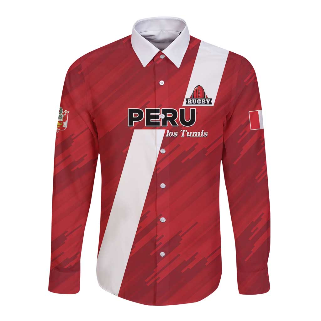 Custom Rugby Peru Long Sleeve Button Shirt Los Tumis Go Champions