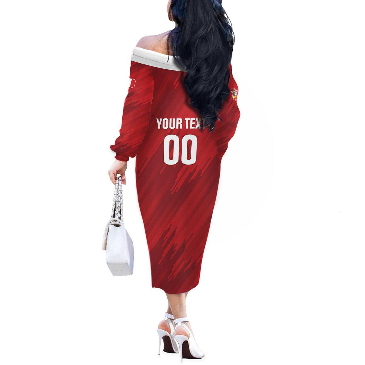 Custom Rugby Peru Off The Shoulder Long Sleeve Dress Los Tumis Go Champions