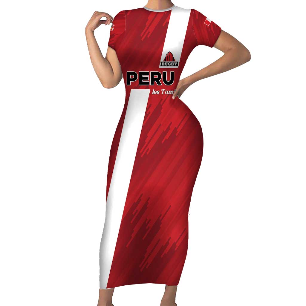 Custom Rugby Peru Short Sleeve Bodycon Dress Los Tumis Go Champions