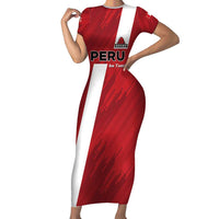 Custom Rugby Peru Short Sleeve Bodycon Dress Los Tumis Go Champions