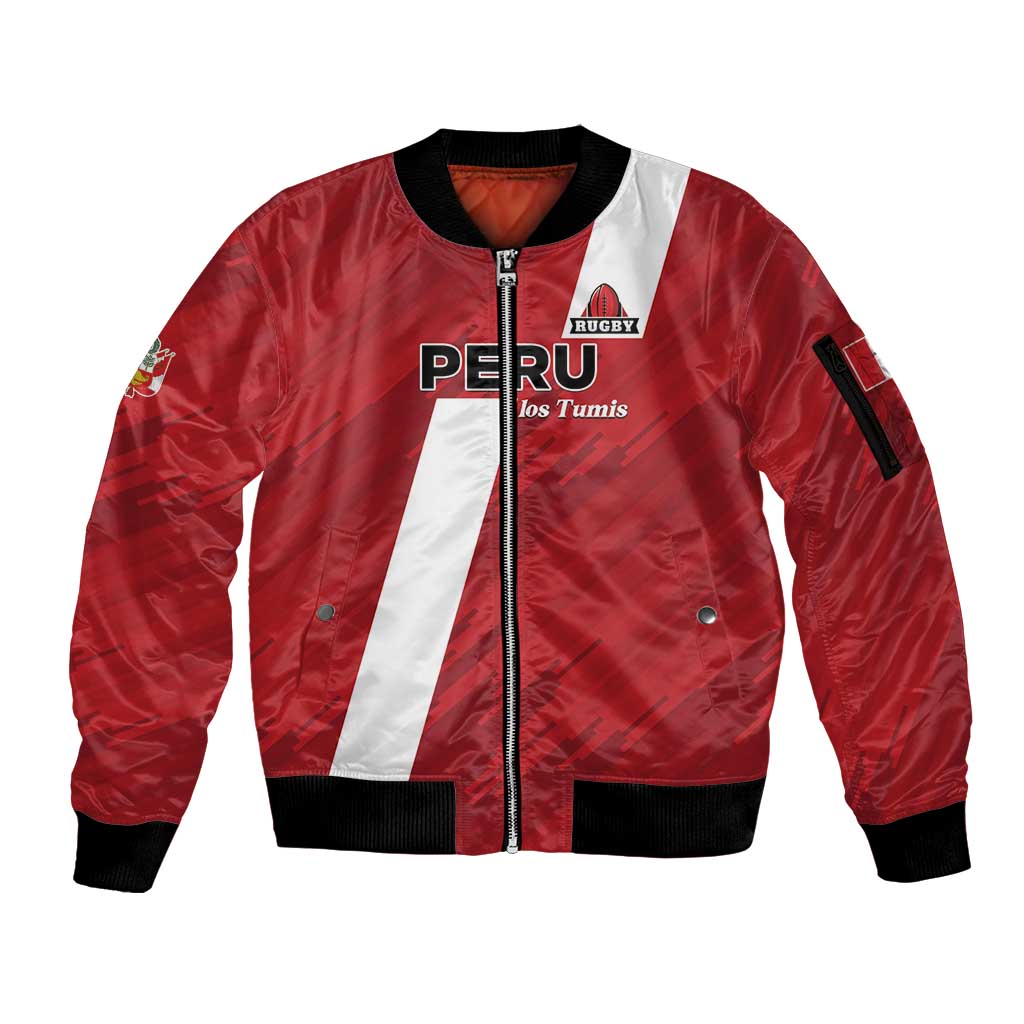 Custom Rugby Peru Sleeve Zip Bomber Jacket Los Tumis Go Champions