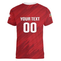 Custom Rugby Peru Women V-Neck T-Shirt Los Tumis Go Champions