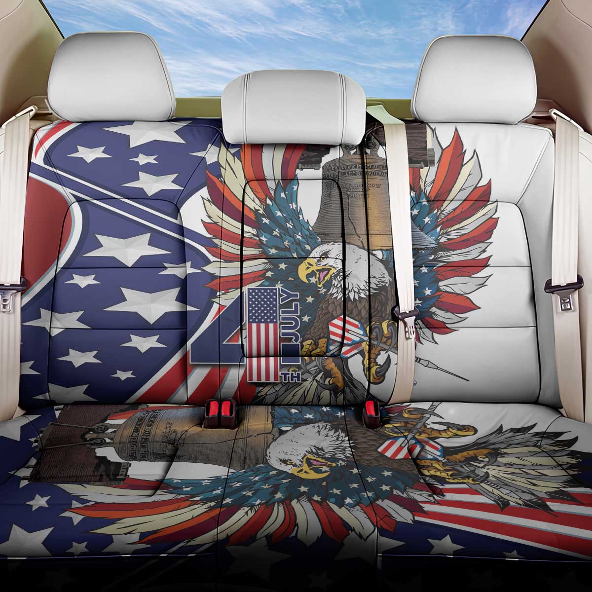 USA 4th Of July Back Car Seat Cover United State Eagle Liberty Bell