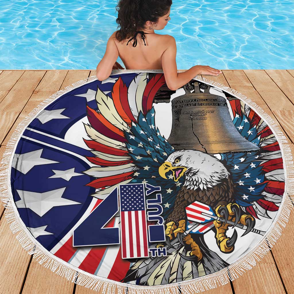 USA 4th Of July Beach Blanket United State Eagle Liberty Bell