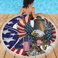 USA 4th Of July Beach Blanket United State Eagle Liberty Bell