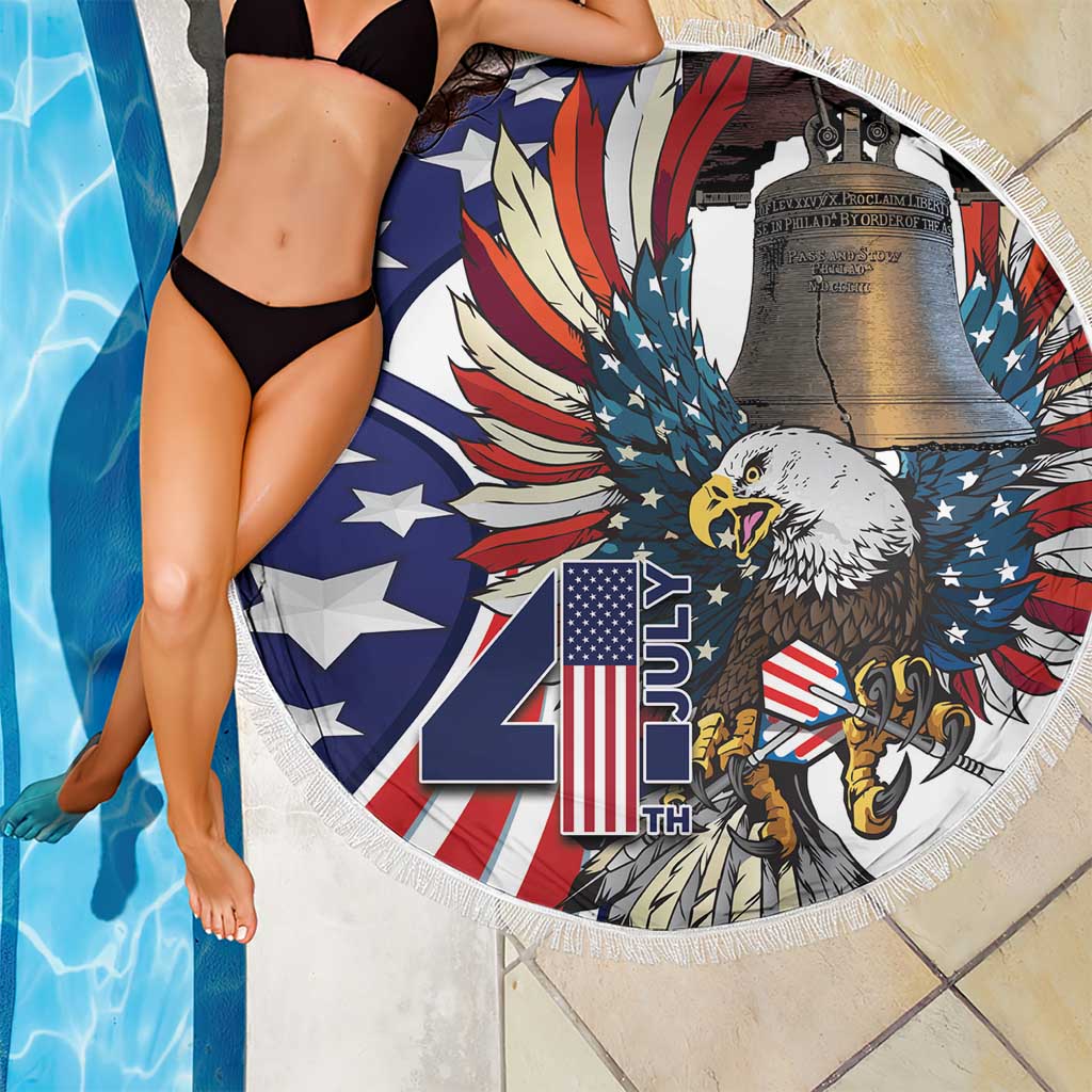 USA 4th Of July Beach Blanket United State Eagle Liberty Bell