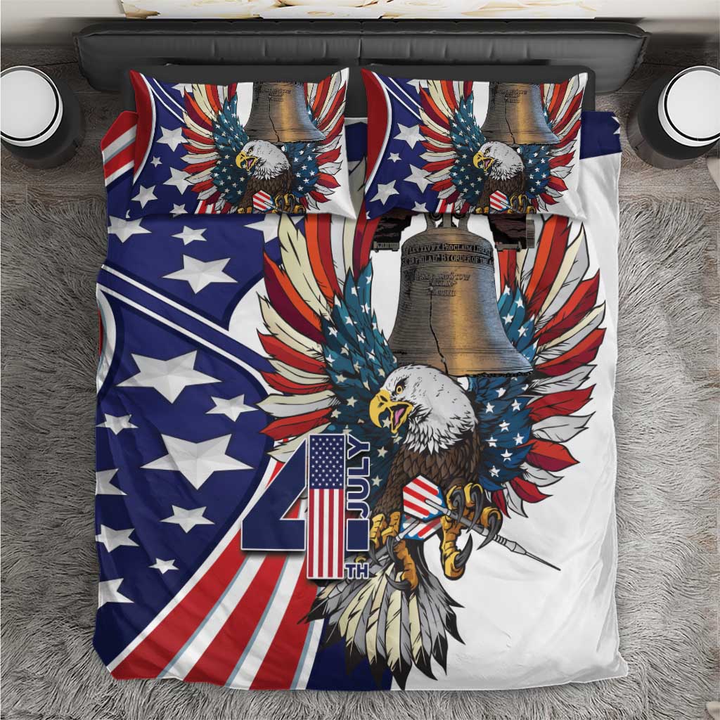 USA 4th Of July Bedding Set United State Eagle Liberty Bell