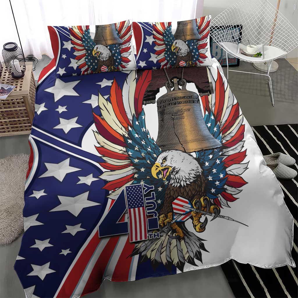 USA 4th Of July Bedding Set United State Eagle Liberty Bell