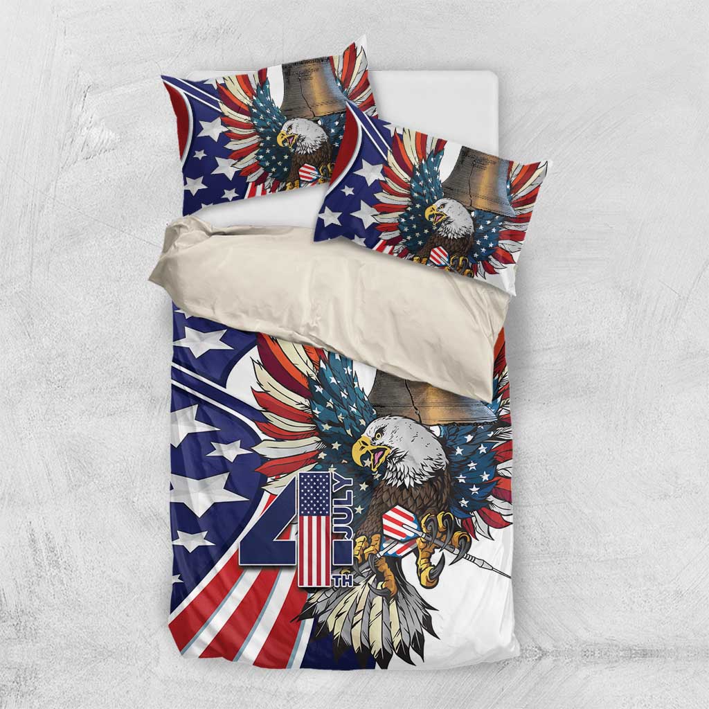 USA 4th Of July Bedding Set United State Eagle Liberty Bell