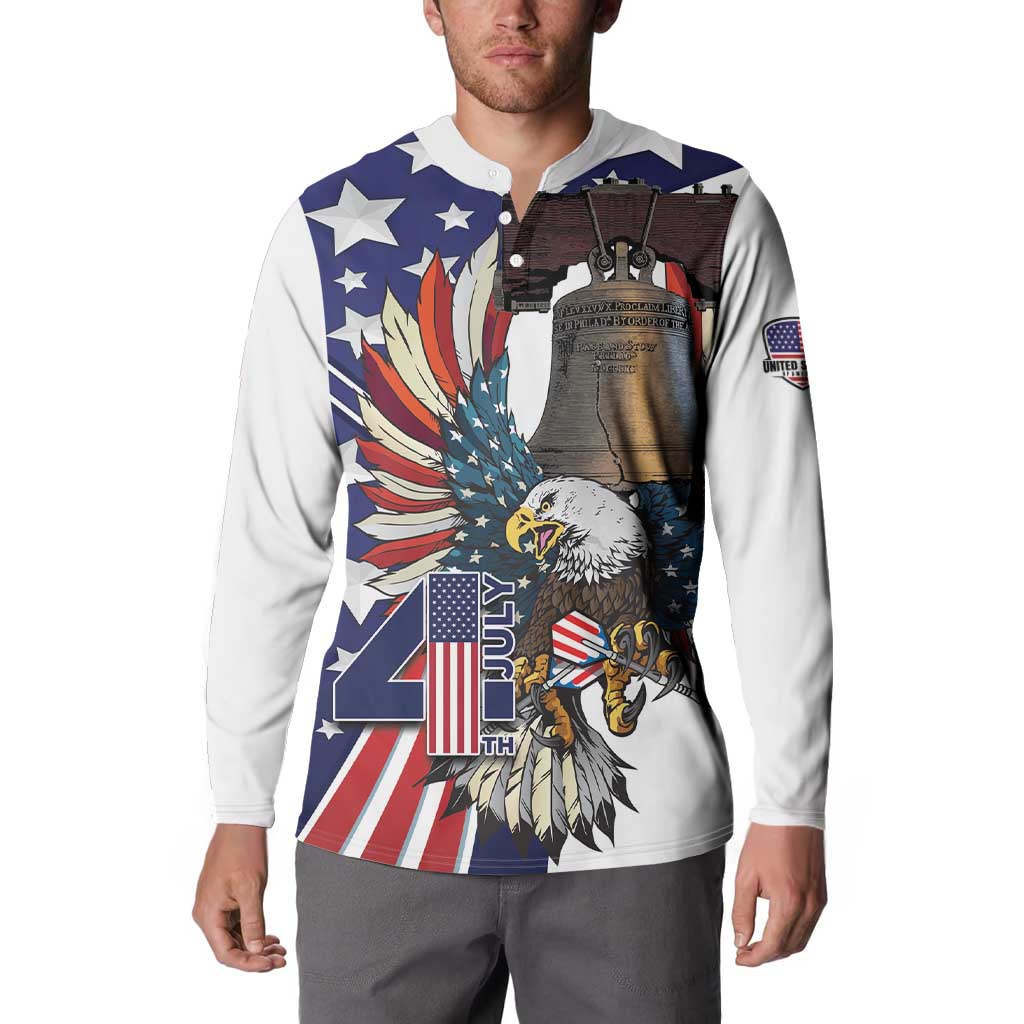 Personalized USA 4th Of July Button Sweatshirt United State Eagle Liberty Bell
