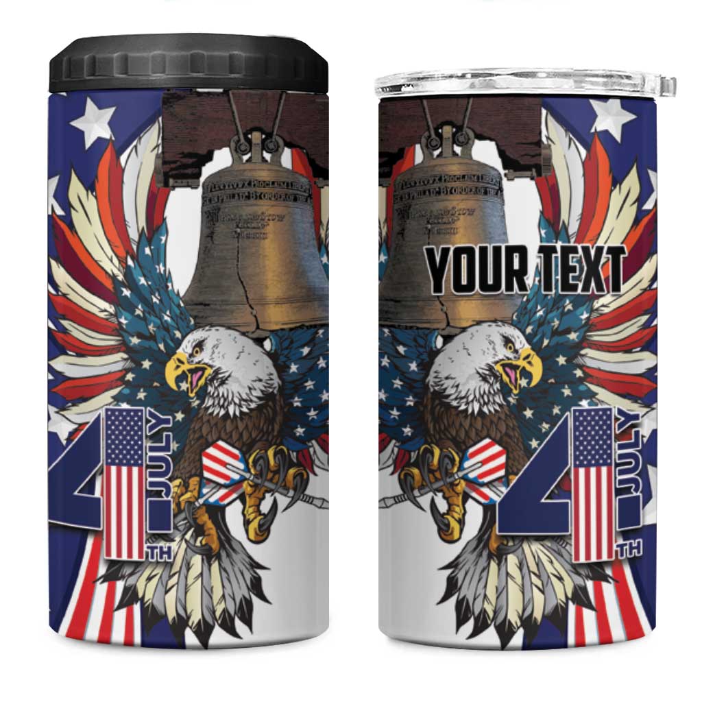 Personalized USA 4th Of July 4 in 1 Can Cooler Tumbler United State Eagle Liberty Bell