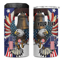 Personalized USA 4th Of July 4 in 1 Can Cooler Tumbler United State Eagle Liberty Bell