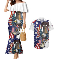 Personalized USA 4th Of July Couples Matching Mermaid Dress and Hawaiian Shirt United State Eagle Liberty Bell