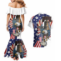 Personalized USA 4th Of July Couples Matching Mermaid Dress and Hawaiian Shirt United State Eagle Liberty Bell