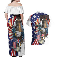 Personalized USA 4th Of July Couples Matching Off Shoulder Maxi Dress and Hawaiian Shirt United State Eagle Liberty Bell