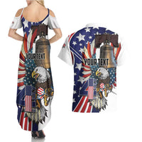 Personalized USA 4th Of July Couples Matching Summer Maxi Dress and Hawaiian Shirt United State Eagle Liberty Bell