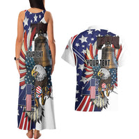Personalized USA 4th Of July Couples Matching Tank Maxi Dress and Hawaiian Shirt United State Eagle Liberty Bell