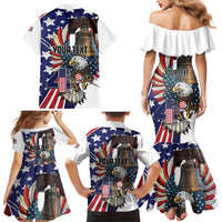 Personalized USA 4th Of July Family Matching Mermaid Dress and Hawaiian Shirt United State Eagle Liberty Bell