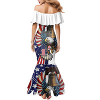 Personalized USA 4th Of July Family Matching Mermaid Dress and Hawaiian Shirt United State Eagle Liberty Bell