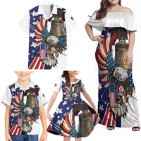 Personalized USA 4th Of July Family Matching Off Shoulder Maxi Dress and Hawaiian Shirt United State Eagle Liberty Bell