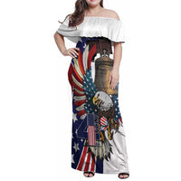 Personalized USA 4th Of July Family Matching Off Shoulder Maxi Dress and Hawaiian Shirt United State Eagle Liberty Bell